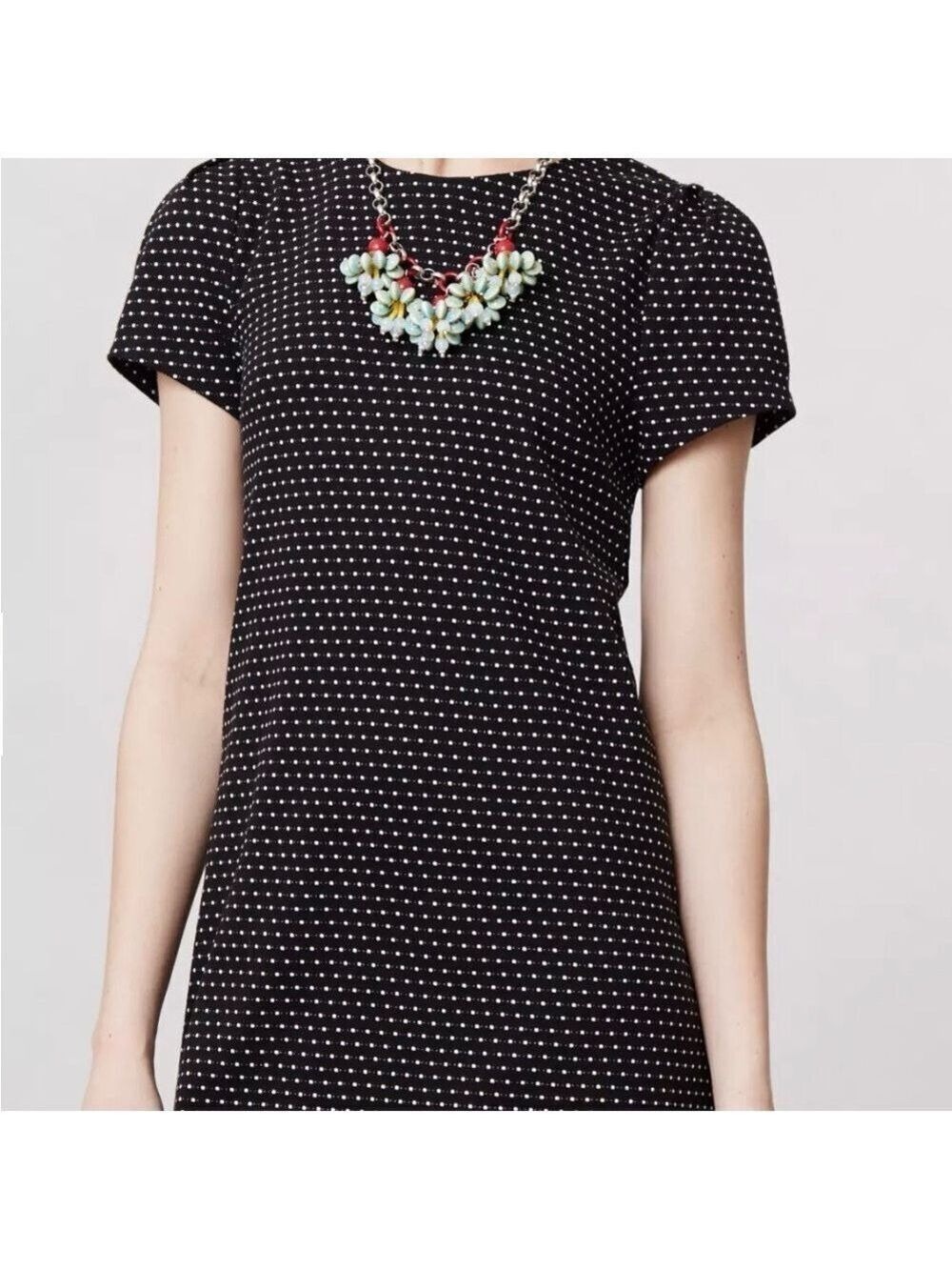 Anthropologie Maeve Black Tunic Dress with White Polka Dots | Size Large
